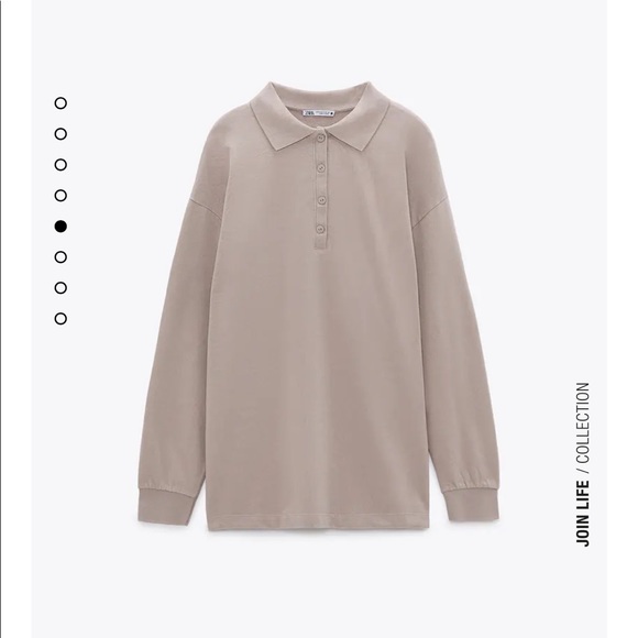 Zara Washed Effect Polo Top in Beige - Picture 5 of 10